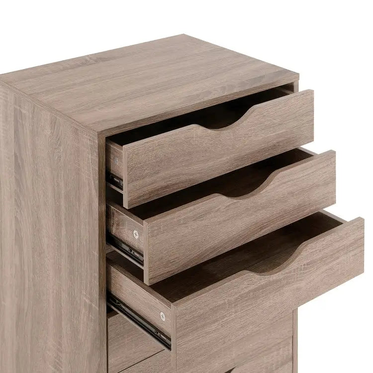 Meuble classeur roulant à 7 tiroirs – Gris / Blanc / Noir / Chêne / Naturel – Maison et bureau