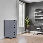 Meuble classeur roulant à 7 tiroirs – Gris / Blanc / Noir / Chêne / Naturel – Maison et bureau