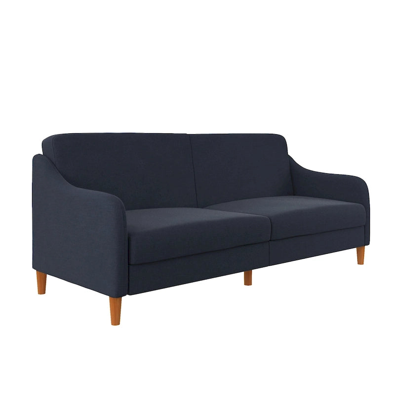 Canapé-Lit Futon en Lin Gris / Bleu Marine / Vert, Convertible, 2 Places
