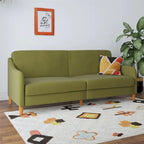 Canapé-Lit Futon en Lin Gris / Bleu Marine / Vert, Convertible, 2 Places