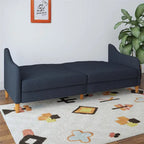 Canapé-Lit Futon en Lin Gris / Bleu Marine / Vert, Convertible, 2 Places