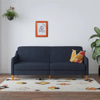 Canapé-Lit Futon en Lin Gris / Bleu Marine / Vert, Convertible, 2 Places