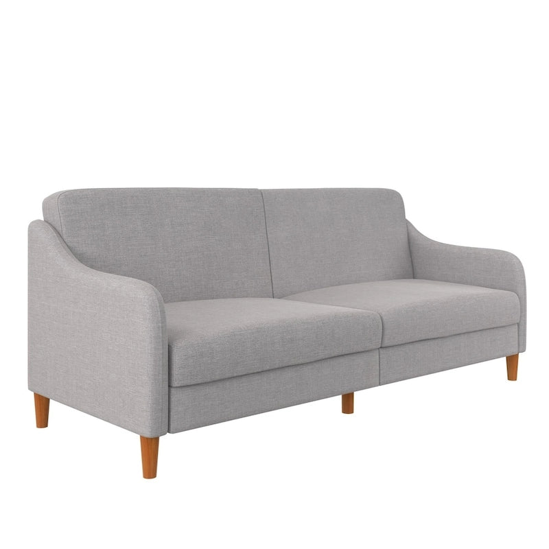 Canapé-Lit Futon en Lin Gris / Bleu Marine / Vert, Convertible, 2 Places