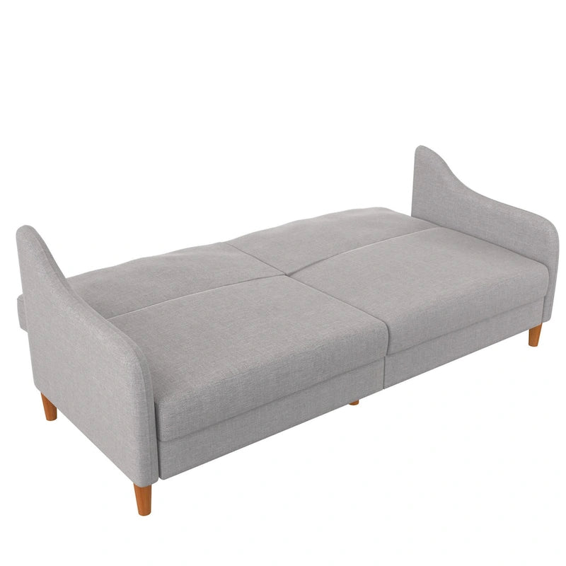 Canapé-Lit Futon en Lin Gris / Bleu Marine / Vert, Convertible, 2 Places
