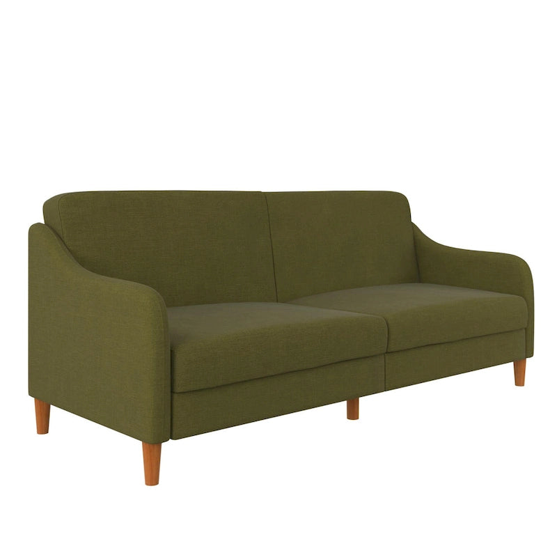 Canapé-Lit Futon en Lin Gris / Bleu Marine / Vert, Convertible, 2 Places