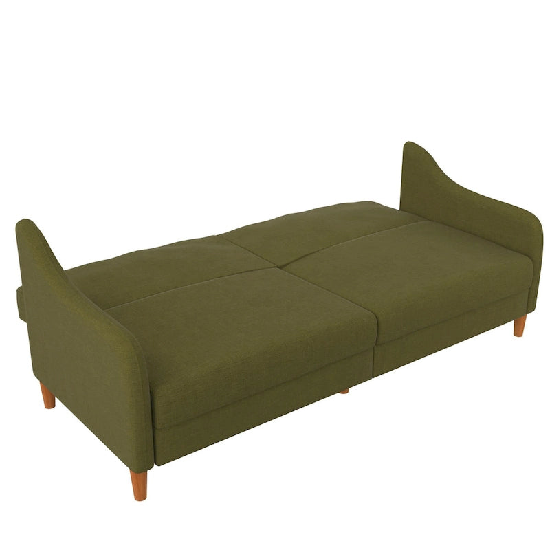 Canapé-Lit Futon en Lin Gris / Bleu Marine / Vert, Convertible, 2 Places