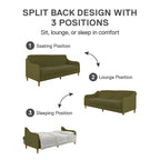 Canapé-Lit Futon en Lin Gris / Bleu Marine / Vert, Convertible, 2 Places