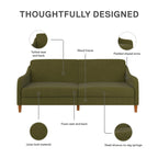 Canapé-Lit Futon en Lin Gris / Bleu Marine / Vert, Convertible, 2 Places