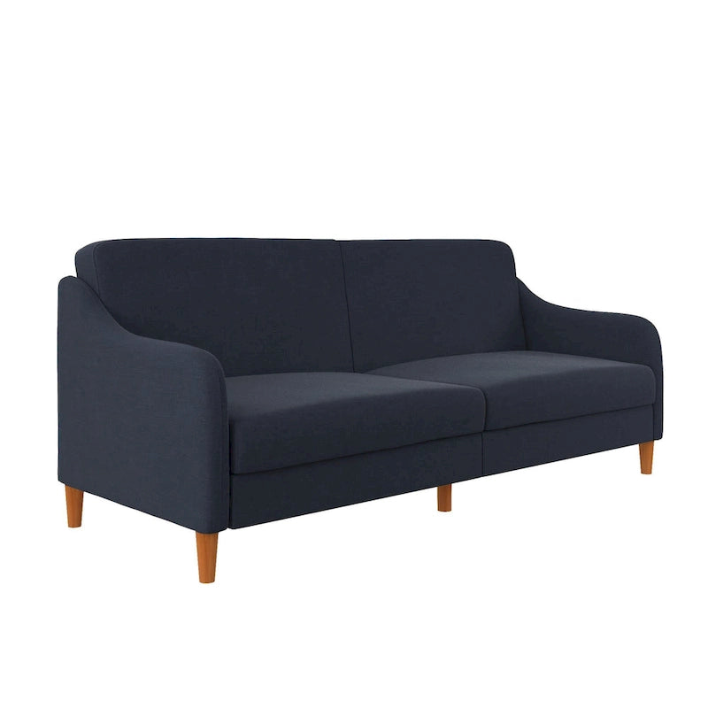 Canapé-Lit Futon en Lin Gris / Bleu Marine / Vert, Convertible, 2 Places