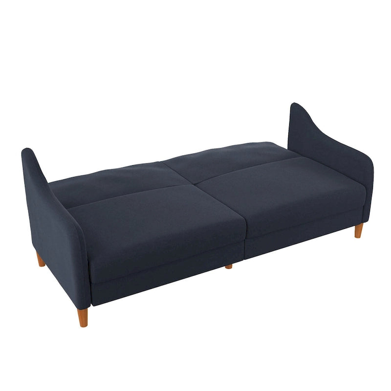 Canapé-Lit Futon en Lin Gris / Bleu Marine / Vert, Convertible, 2 Places