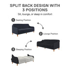 Canapé-Lit Futon en Lin Gris / Bleu Marine / Vert, Convertible, 2 Places