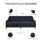 Canapé-Lit Futon en Lin Gris / Bleu Marine / Vert, Convertible, 2 Places