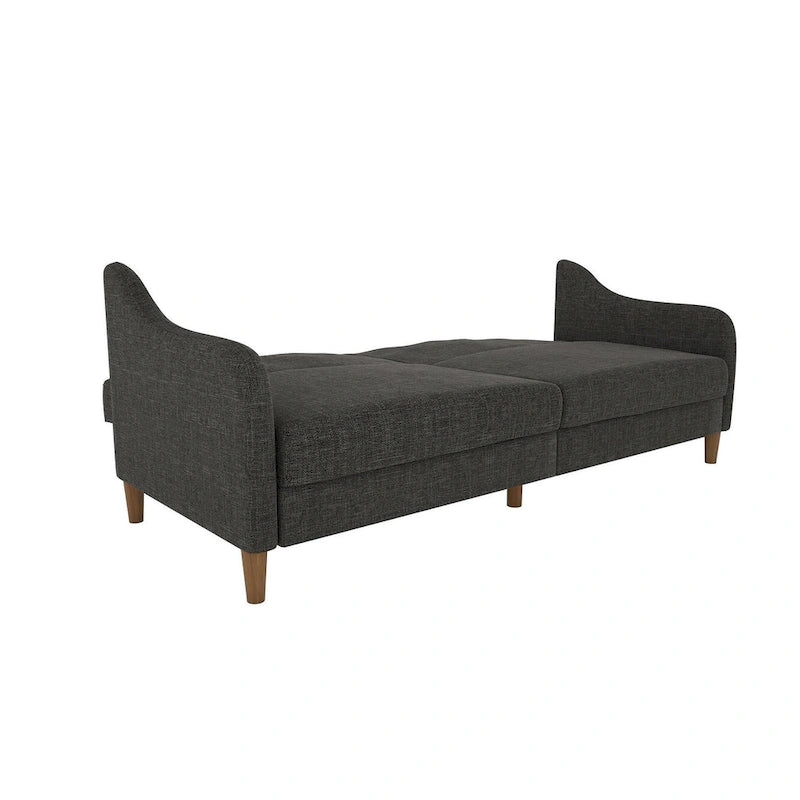 Canapé-Lit Futon en Lin Gris / Bleu Marine / Vert, Convertible, 2 Places