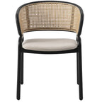 Fauteuil de salle à manger en velours avec dossier en rotin, Bleu marine / Beige / Noir / Gris, Lot de 4