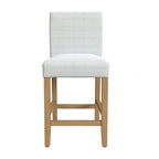Tabouret de comptoir en tissu tissé mini-carreaux, 63,5 cm, pieds en chêne miel, une place