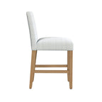Tabouret de comptoir en tissu tissé mini-carreaux, 63,5 cm, pieds en chêne miel, une place