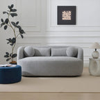 Causeuse Bouclée Taupe / Gris Foncé / Verte / Beige, 2 Places avec Coussins