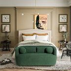 Causeuse Bouclée Taupe / Gris Foncé / Verte / Beige, 2 Places avec Coussins