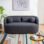 Causeuse Bouclée Taupe / Gris Foncé / Verte / Beige, 2 Places avec Coussins
