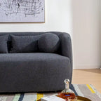 Causeuse Bouclée Taupe / Gris Foncé / Verte / Beige, 2 Places avec Coussins