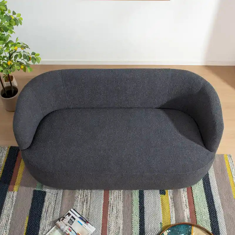 Causeuse Bouclée Taupe / Gris Foncé / Verte / Beige, 2 Places avec Coussins