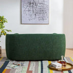Causeuse Bouclée Taupe / Gris Foncé / Verte / Beige, 2 Places avec Coussins