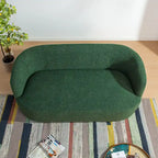 Causeuse Bouclée Taupe / Gris Foncé / Verte / Beige, 2 Places avec Coussins