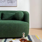 Causeuse Bouclée Taupe / Gris Foncé / Verte / Beige, 2 Places avec Coussins