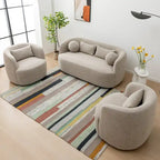 Causeuse Bouclée Taupe / Gris Foncé / Verte / Beige, 2 Places avec Coussins