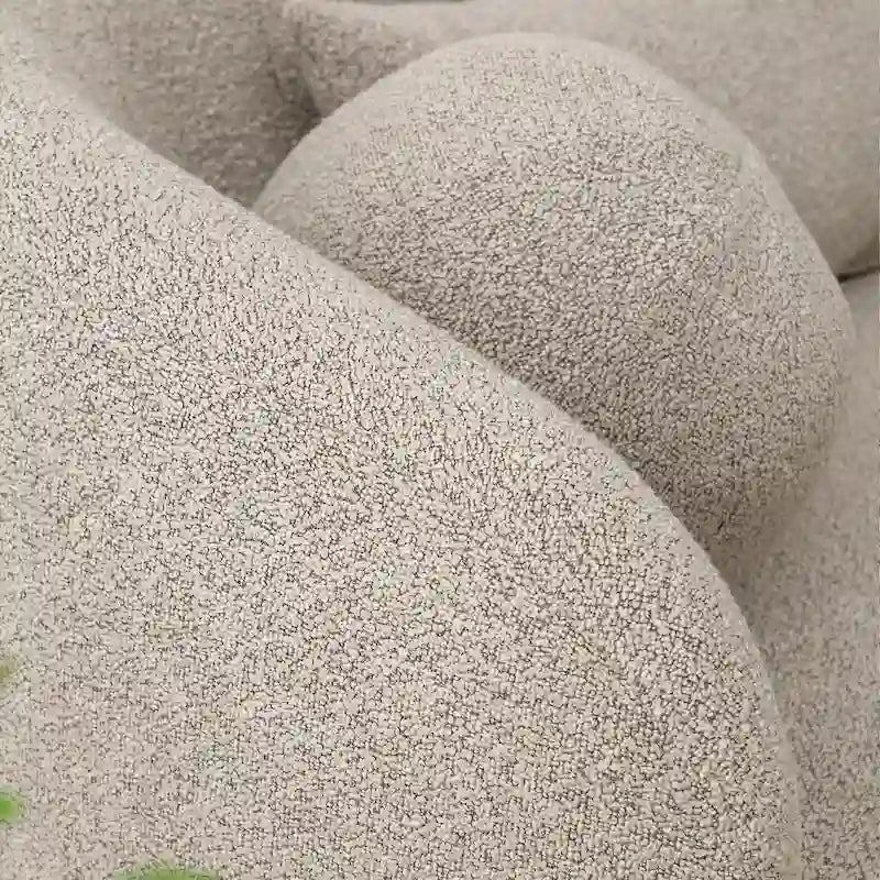 Causeuse Bouclée Taupe / Gris Foncé / Verte / Beige, 2 Places avec Coussins