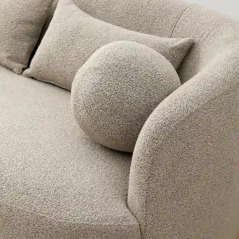 Causeuse Bouclée Taupe / Gris Foncé / Verte / Beige, 2 Places avec Coussins