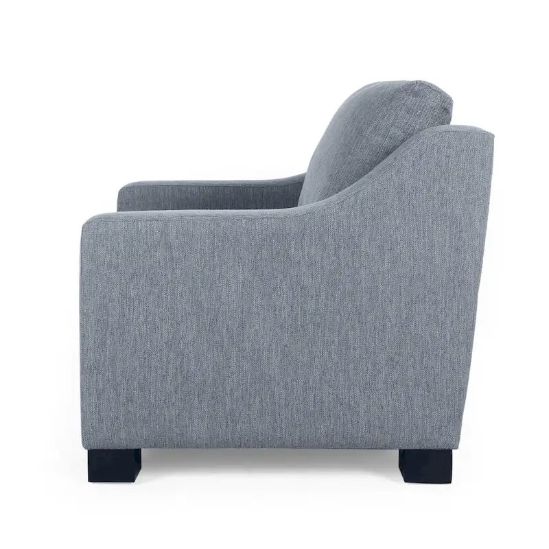 Fauteuil club capitonné bicolore, une place – Beige / Blush clair / Bleu marine / Anthracite avec pieds marron foncé
