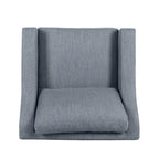 Fauteuil club capitonné bicolore, une place – Beige / Blush clair / Bleu marine / Anthracite avec pieds marron foncé