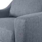Fauteuil club capitonné bicolore, une place – Beige / Blush clair / Bleu marine / Anthracite avec pieds marron foncé