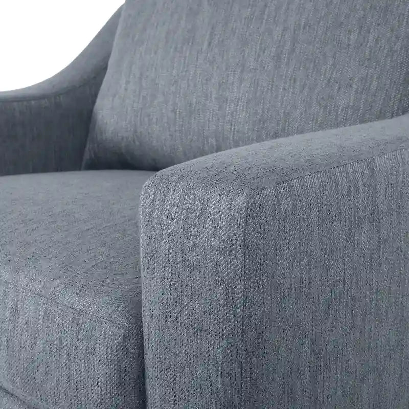 Fauteuil club capitonné bicolore, une place – Beige / Blush clair / Bleu marine / Anthracite avec pieds marron foncé