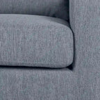 Fauteuil club capitonné bicolore, une place – Beige / Blush clair / Bleu marine / Anthracite avec pieds marron foncé