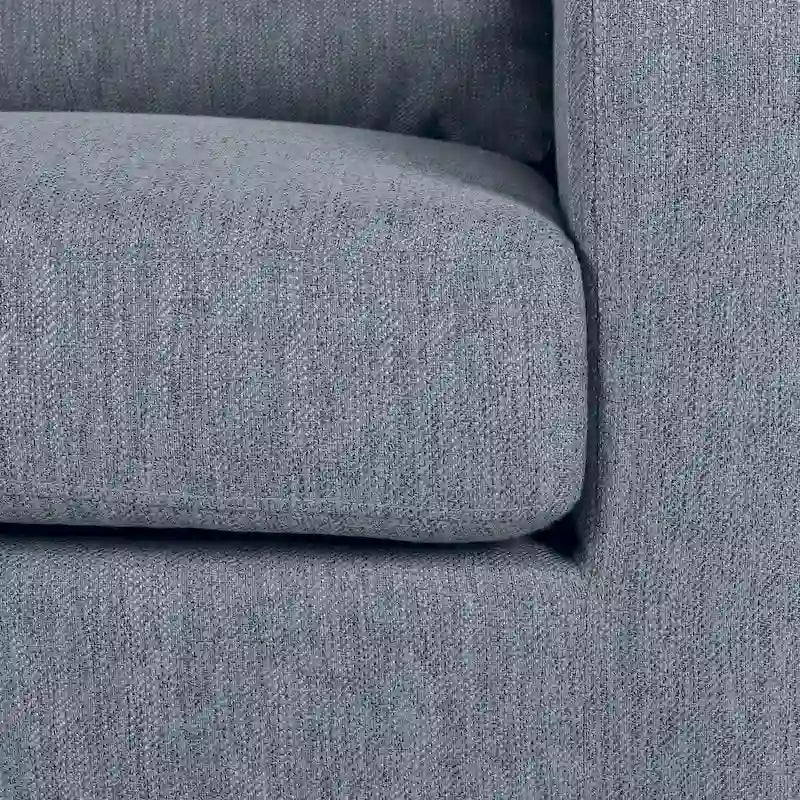 Fauteuil club capitonné bicolore, une place – Beige / Blush clair / Bleu marine / Anthracite avec pieds marron foncé