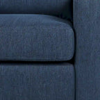 Fauteuil club capitonné bicolore, une place – Beige / Blush clair / Bleu marine / Anthracite avec pieds marron foncé