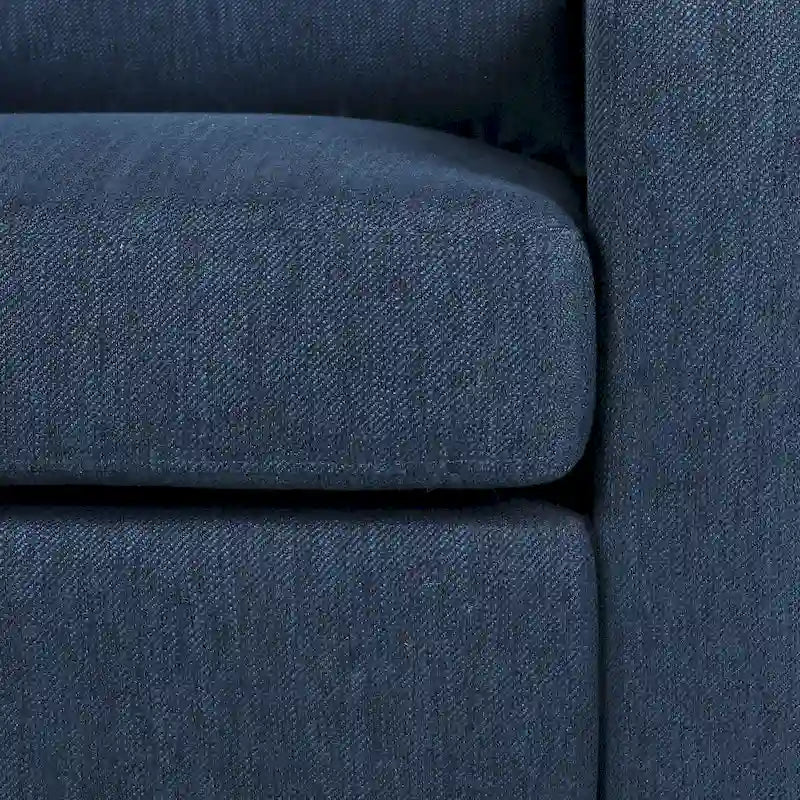 Fauteuil club capitonné bicolore, une place – Beige / Blush clair / Bleu marine / Anthracite avec pieds marron foncé
