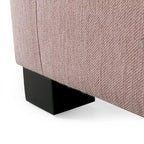 Fauteuil club capitonné bicolore, une place – Beige / Blush clair / Bleu marine / Anthracite avec pieds marron foncé