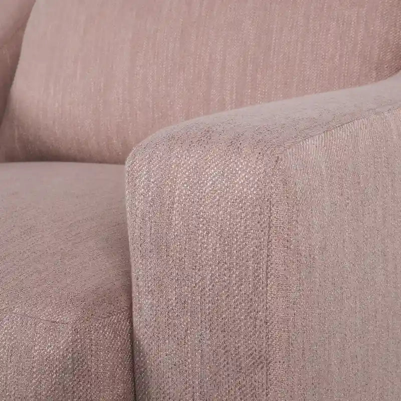 Fauteuil club capitonné bicolore, une place – Beige / Blush clair / Bleu marine / Anthracite avec pieds marron foncé