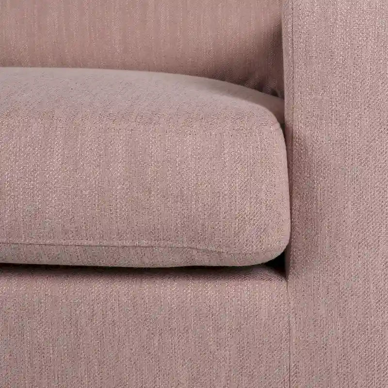 Fauteuil club capitonné bicolore, une place – Beige / Blush clair / Bleu marine / Anthracite avec pieds marron foncé