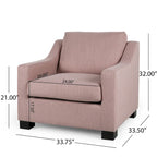 Fauteuil club capitonné bicolore, une place – Beige / Blush clair / Bleu marine / Anthracite avec pieds marron foncé