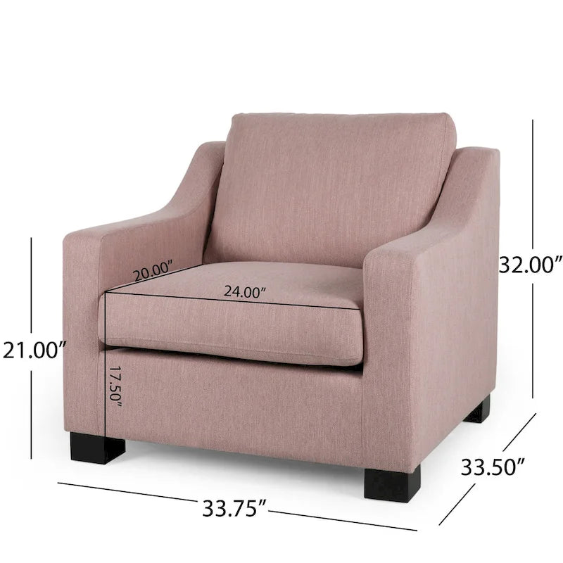 Fauteuil club capitonné bicolore, une place – Beige / Blush clair / Bleu marine / Anthracite avec pieds marron foncé