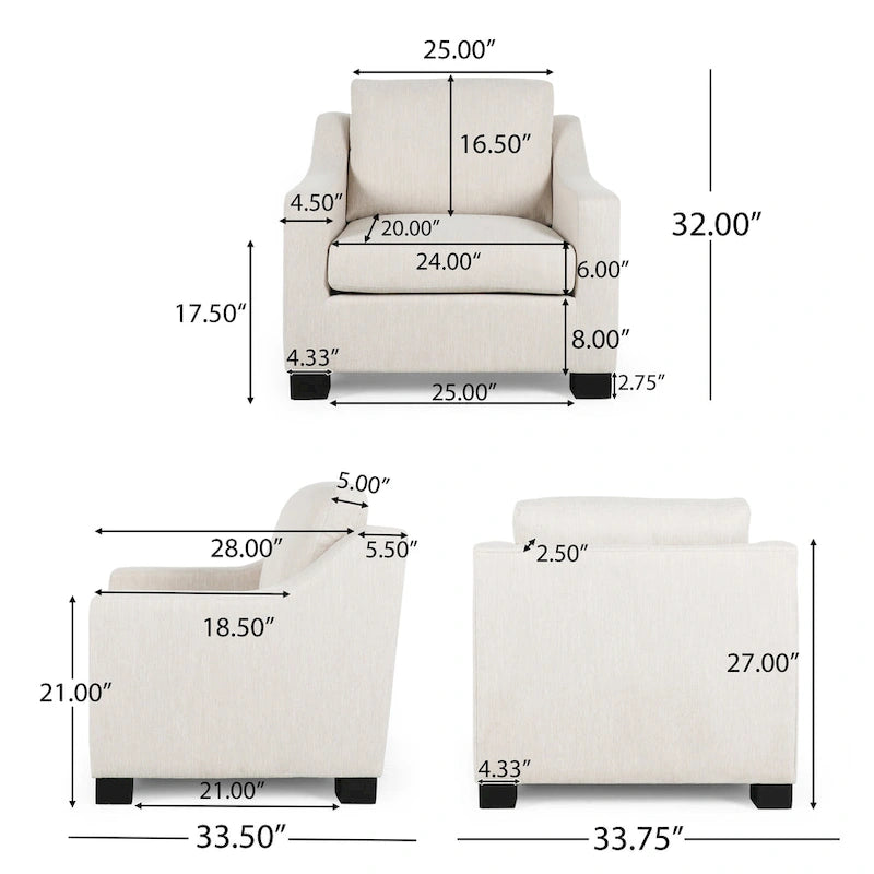 Fauteuil club capitonné bicolore, une place – Beige / Blush clair / Bleu marine / Anthracite avec pieds marron foncé