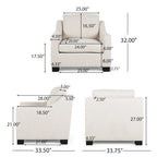 Fauteuil club capitonné bicolore, une place – Beige / Blush clair / Bleu marine / Anthracite avec pieds marron foncé