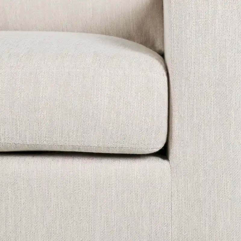 Fauteuil club capitonné bicolore, une place – Beige / Blush clair / Bleu marine / Anthracite avec pieds marron foncé