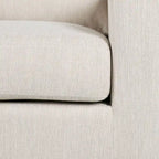 Fauteuil club capitonné bicolore, une place – Beige / Blush clair / Bleu marine / Anthracite avec pieds marron foncé