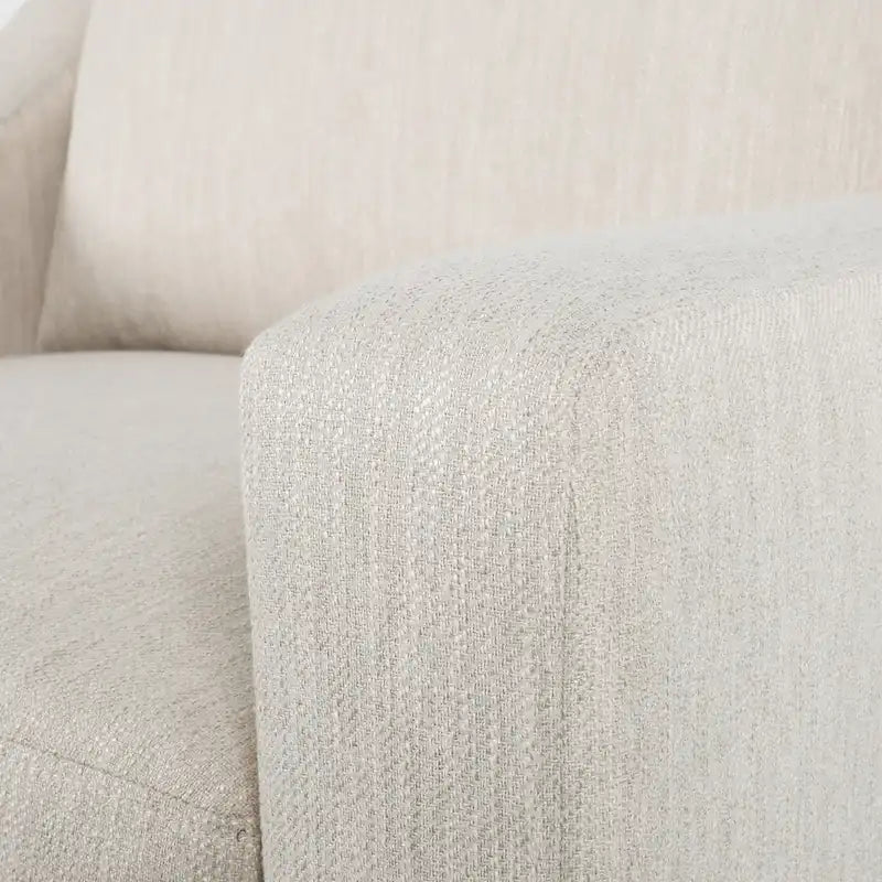 Fauteuil club capitonné bicolore, une place – Beige / Blush clair / Bleu marine / Anthracite avec pieds marron foncé