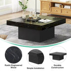 Table basse carrée à LED marron / gris / noir / jaune / beige / naturelle, bois d'ingénierie, 1 pièce